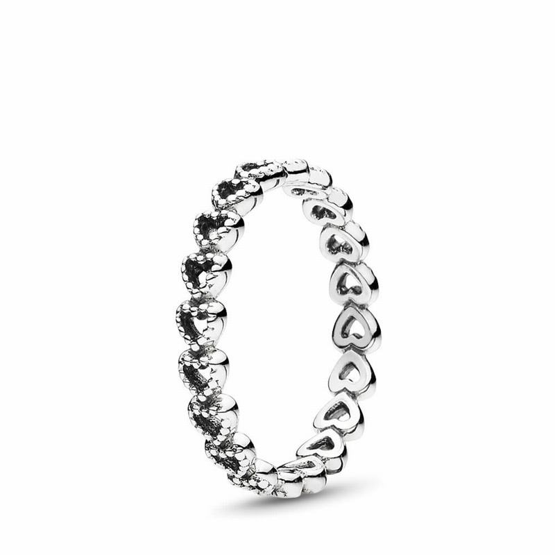 Pandora Australia Band of Hearts Stackable Ring - Sterling Silver | ZSLKTH290